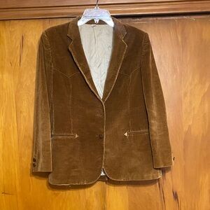 Larry Mahan Cowboy Collection Brown Corduroy Blazer Wood Buttons Horse Western